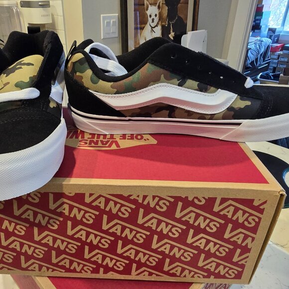 Vans Knu Skool Mens Casual Shoes Camo Green Black VN000D22YJ7 Size 10.5 NEW - Picture 3 of 10